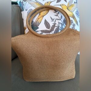 Source Unknown Metallic Brown Woven Round-Handle Tote